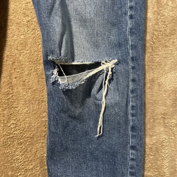 Old Navy Jeans Womens Sz 6 Sky High Extra Blue Distressed Raw Straight Leg Pants - Picture 5 of 8